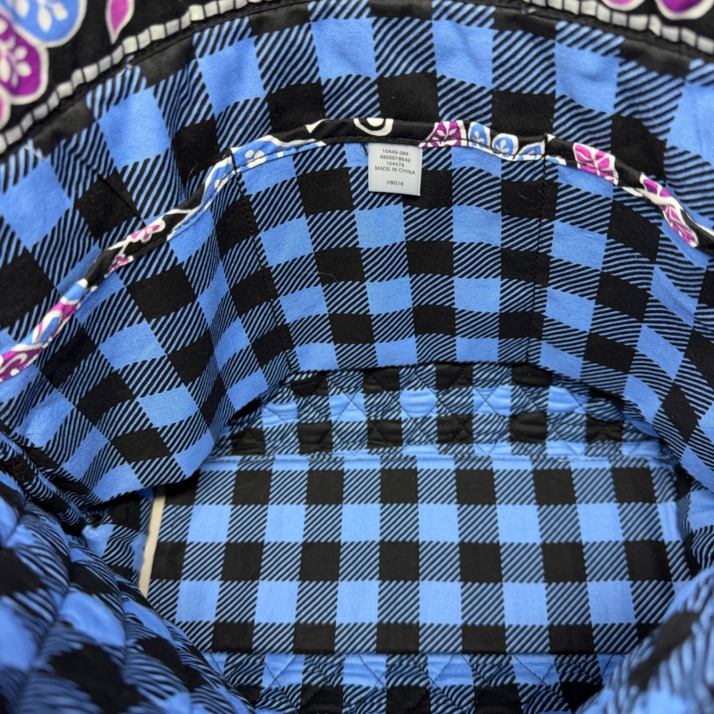Vera Bradley Alpine Floral Quilted Tote Bag Monogram NPM Blue Purple Plaid - Picture 9 of 14